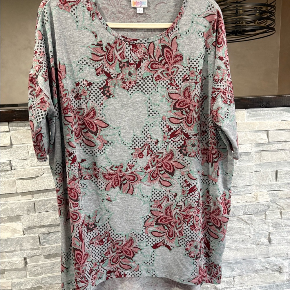 Relaxed Scoop Neck Tunic with Pink Floral Print